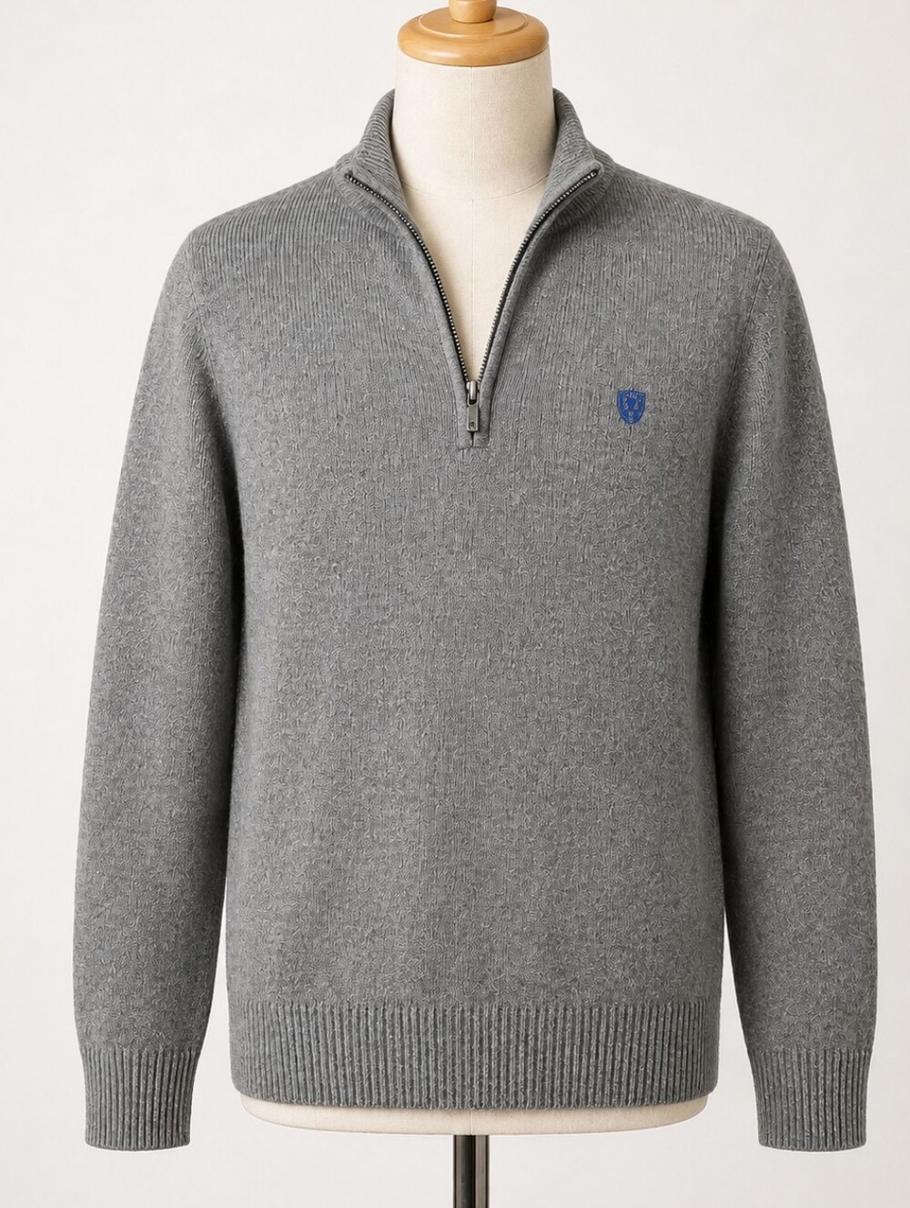 Pre End of Denmark Mens Grey 1/4 Zip Sweater Size Small Wool Blend